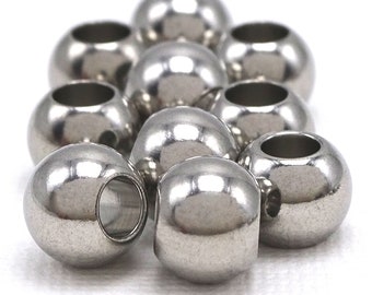 Simple Large Hole Stainless Steel Beads--10 x 8mm--20 Pcs. | 37-SS10
