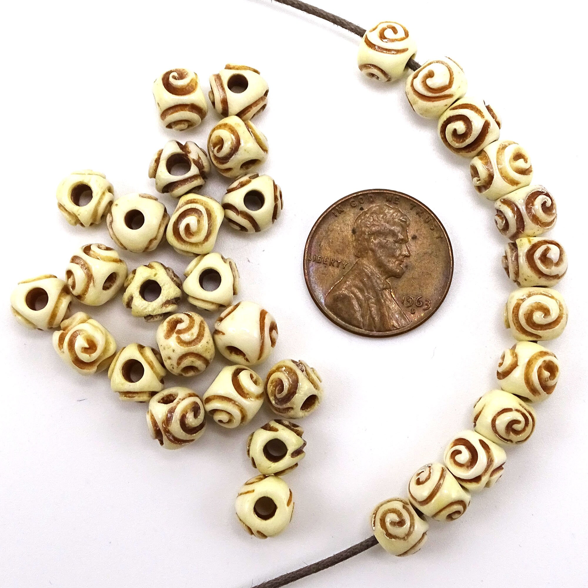 Spiral Carved Small Bone Beads8mm20 Pcs 20BN310B Etsy