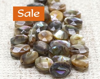 Faceted Oval Abalone Shell Beads--Approx. 8mm x 6mm 20 Pcs. SALE | 47-1582