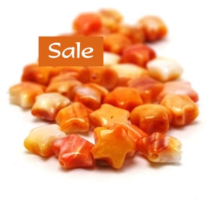 Petite Orange Spiny Oyster Star Beads6mm25 Pcs. SALE 47-4111 image 1