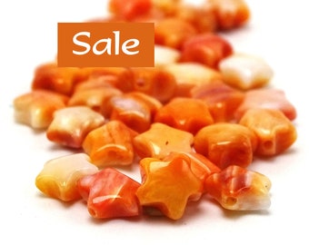 Petite Orange Spiny Oyster Star Beads--6mm--25 Pcs. SALE | 47-4111