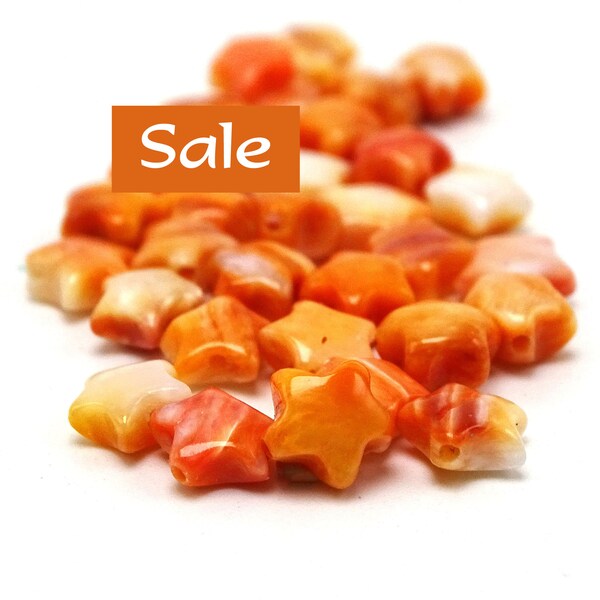 Petite Orange Spiny Oyster Star Beads--6mm--25 Pcs. SALE | 47-4111