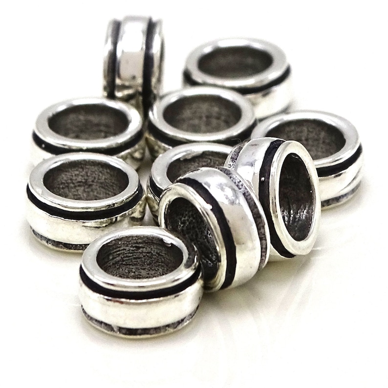 Large Hole .925 Silver Spacer Beads Double Banded Edges9mm x Etsy