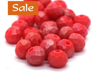 Faceted Opaque Matte Red Orange Crystal Rondelles--6mm x 4mm--50 Pcs. LIMITED SUPPLY | 41-8160