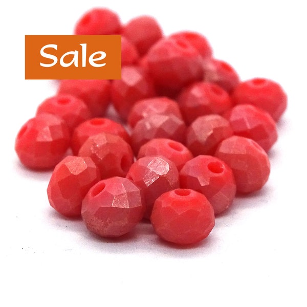 Faceted Opaque Matte Red Orange Crystal Rondelles--6mm x 4mm--50 Pcs. LIMITED SUPPLY | 41-8160