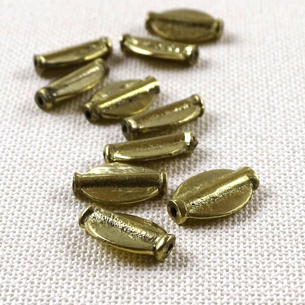 Solid Brass Flat Oval Coin Beads--10mm x 15mm--5 Pcs. | 20-BR5317