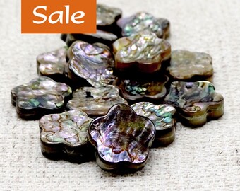 Abalone Shell Disk Flower Beads--14mm--15 Pcs. SALE | 47-1599