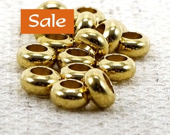 Solid Brass Spacer Rings Big Holes--Approx. 7.75mm x 4mm--50 Pcs. SALE | 37-BR208