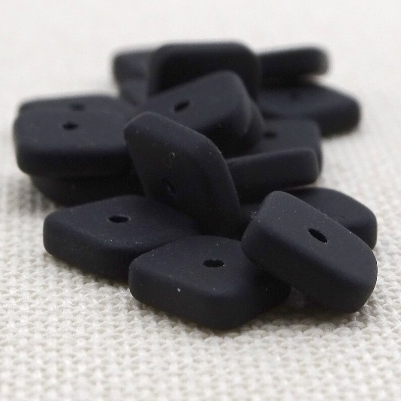 Opaque Matte Black Glass Curvy Square Spacers--9mm x 3mm--20 Pcs 41-104-10