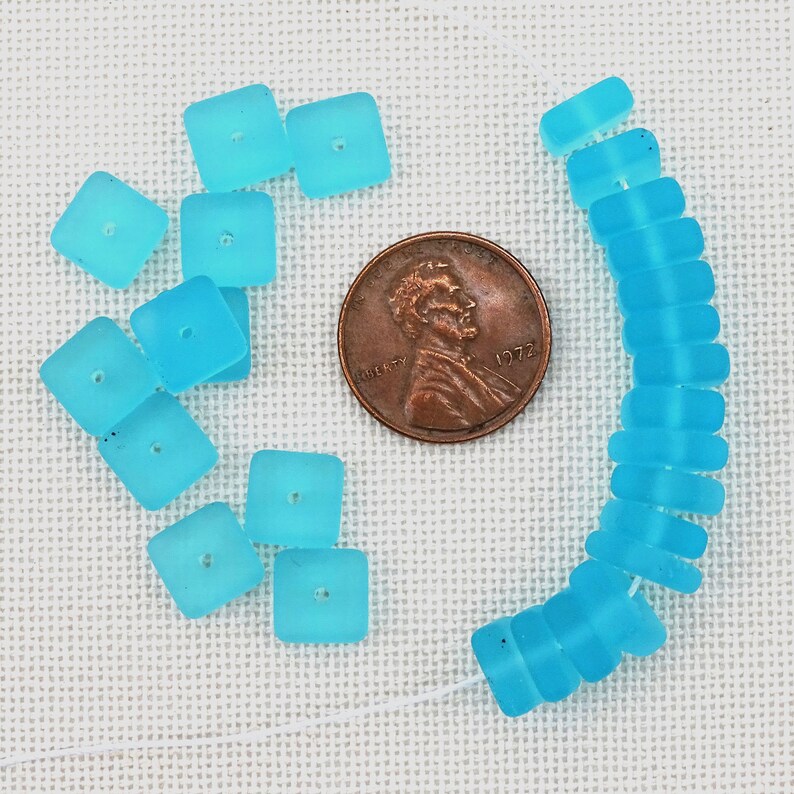 Aqua Matte Glass Offset Square Spacers--8mm x 3mm--20 Pcs 41-104-05