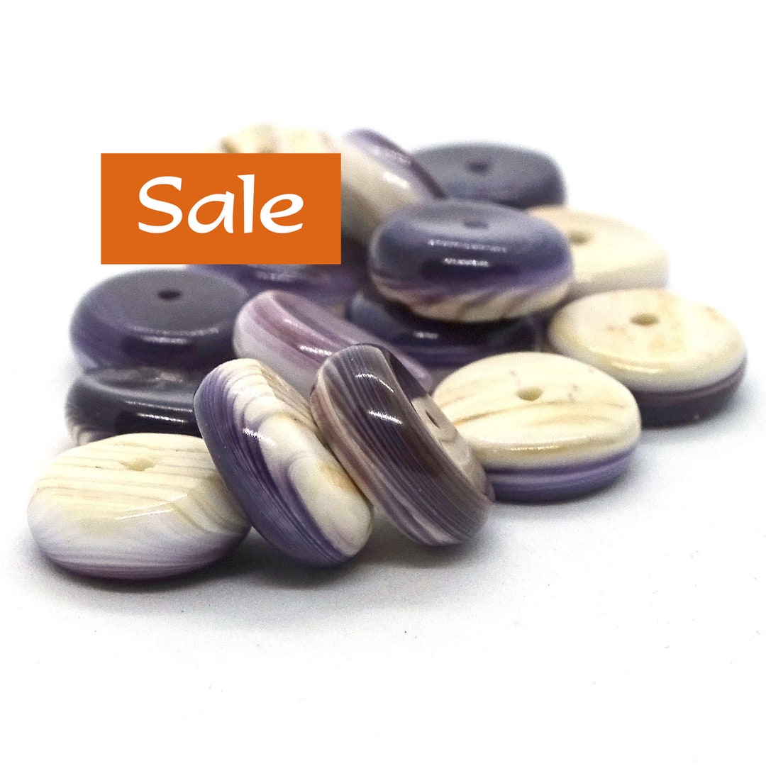 Large Wampum Quahog Purple White Rondelles12mm25 Pcs. SALE 477212 Etsy