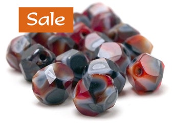 Orange Charcoal Czech Glass Nugget Cut Beads--Approx. 8mm x 7.5mm--25 Pcs. CLEARANCE | 23-NG12E