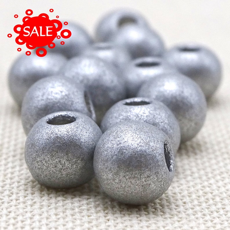 Silver Matte Ceramic Big Hole Beads--9mm--20 Pcs 38-995-SL CLEARANCE