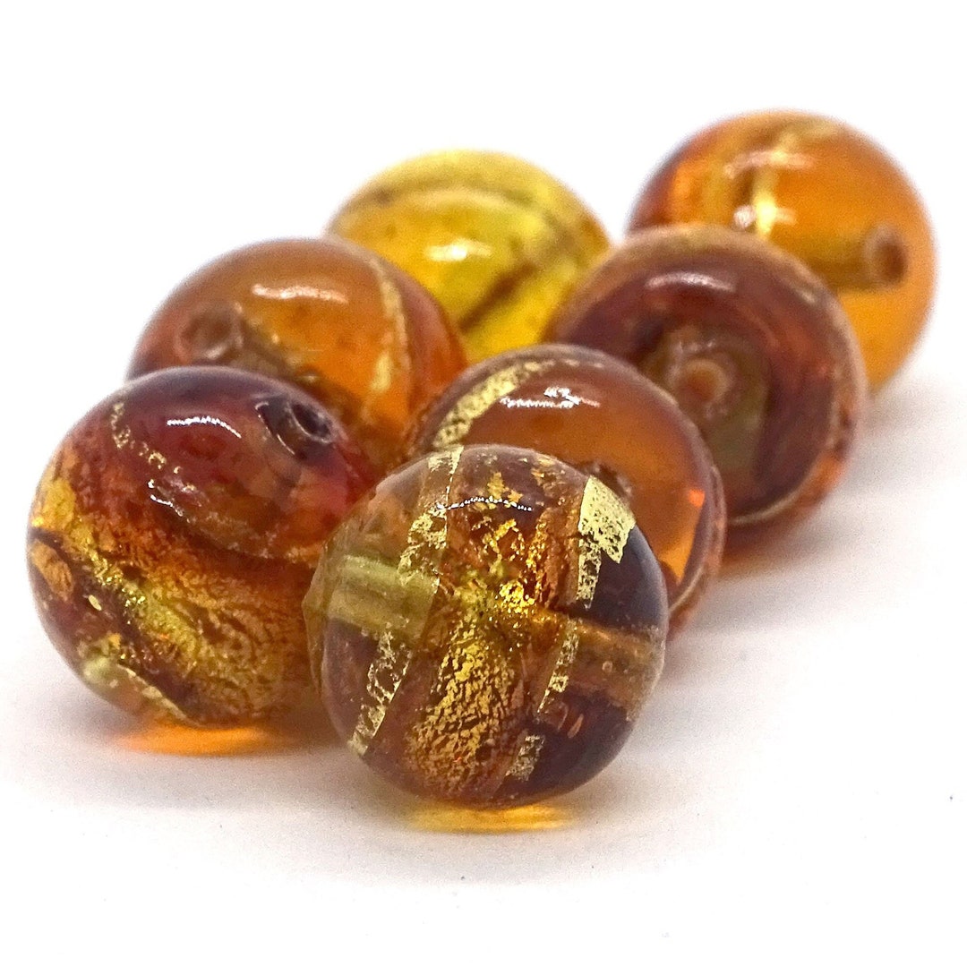 Two Tone Murano Glass Beads Exterior Gold Bandsapprox. - Etsy