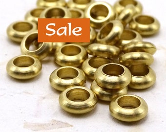 Rounded Edge Big Hole Brass Spacer Beads--7mm--50 Pcs. SALE | 38-BR72