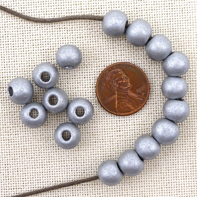 Silver Matte Ceramic Big Hole Beads--9mm--20 Pcs 38-995-SL CLEARANCE