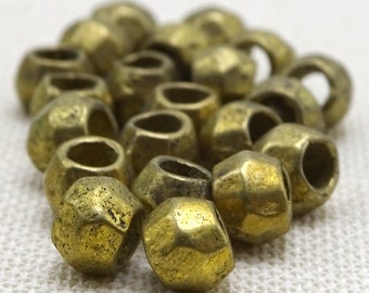 Handmade Rustic Hammered Solid Brass Spacers--8mm--20 Pcs | 20-BR5008