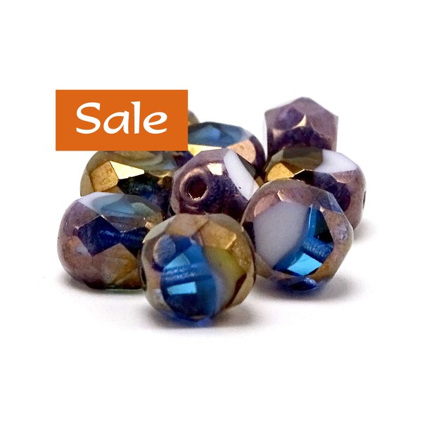 Faceted Table Cut Bronze Finish Czech Glass Beads--6mm x 7mm x 8mm L 15 Pcs. SALE | 43-59-79