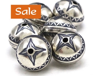 Sterling Silver Stamped Western Star Beads--10mm x 9mm--1 Pc. SALE | 44-ST10