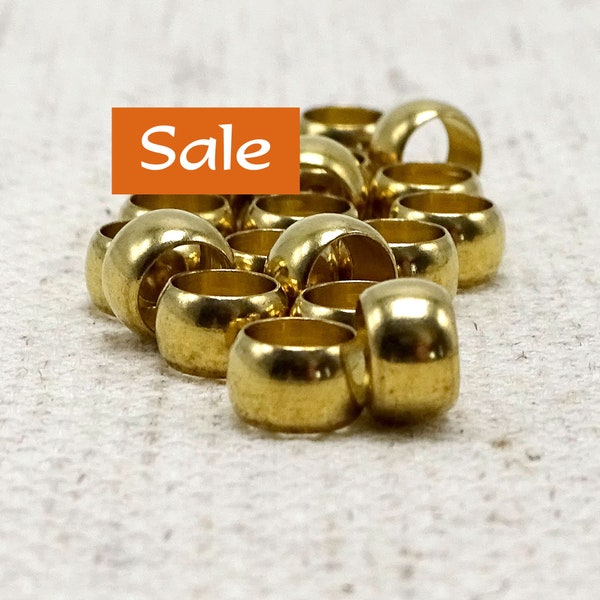 Plain Solid Brass Big Hole Ring Beads--9mm x 5mm--50 Pcs. SALE | 37-BR713