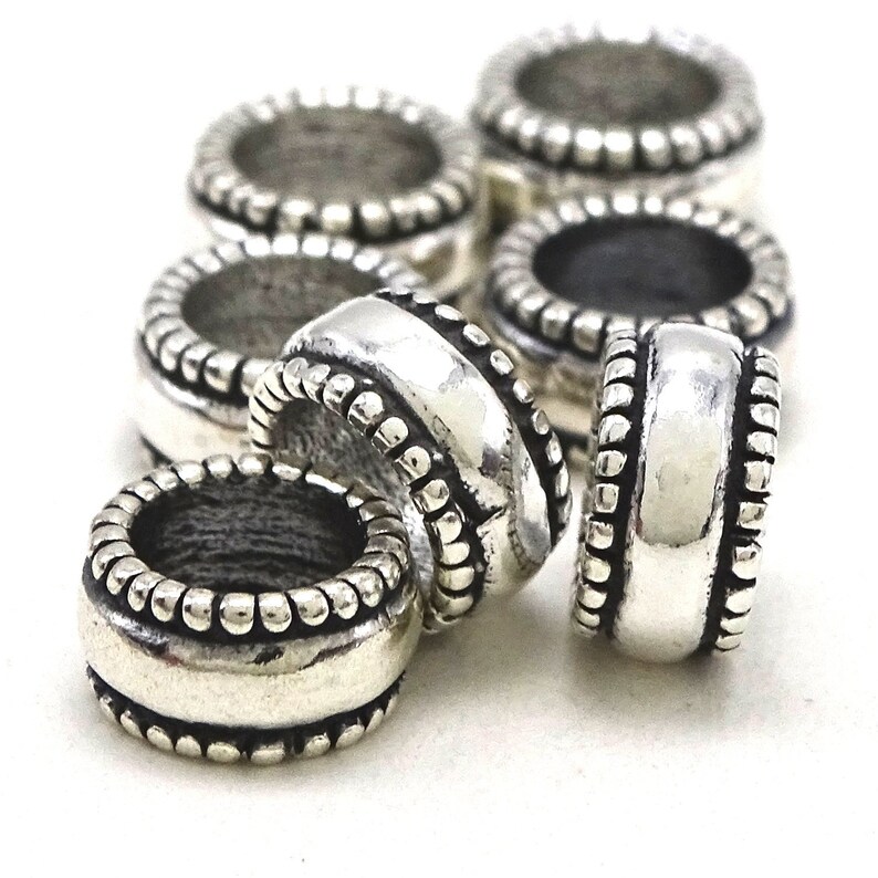 Big Hole Sterling Silver Spacer Beads Granulated Edges9mm x Etsy