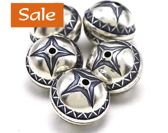 925 Silver Stamped Southwestern Star Beads--12mm x 11mm--1 Pc. SALE| 44-ST12