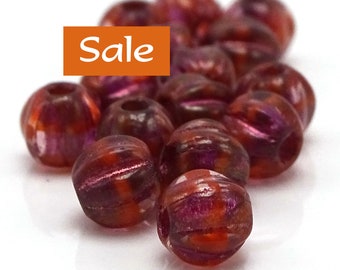 Czech Glass Boysenberry Melon Beads--6mm--25 Pcs. SALE | 43-66-B90