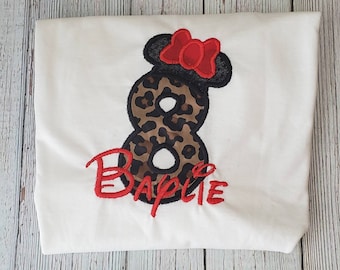 Minnie/ Mickey Mouse Numbered Personalized Birthday Shirts Numbers 1-9 available