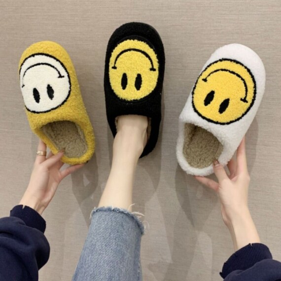 Smiley face slippers etsy Clearance