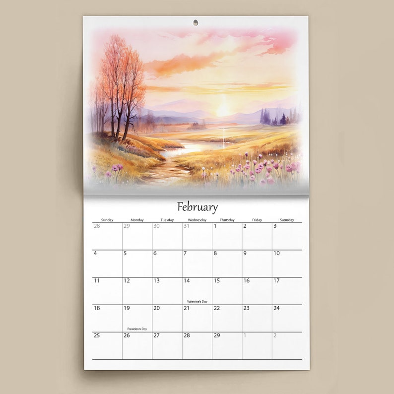 2024 Watercolor Landscape Calendar 2024 Wall Calendar 2024 Wall Planner
