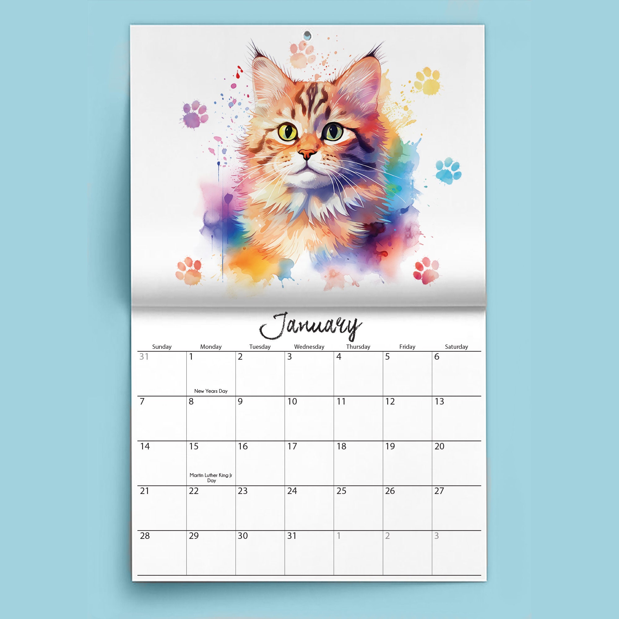 2024 Cat Calendar 2024 Wall Calendar Cat Calendar 2024 Wall Planner Etsy