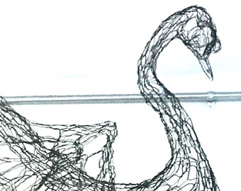 Mute Swan Taking Flight: 3D Wire Sculpture by Award-Winning Artist Elizabeth Berrien