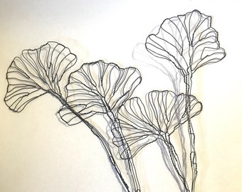 Gingko Leaf Wire Sculpture by Elizabeth Berrien