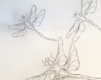 Wire Sculpture 2D Dragonfly Wall Art by Elizabeth Berrien, famous wire sculptor