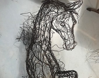 Cloud Horse 36" Leaps out of Wall Wire Sculpture