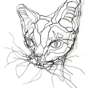 Wire Sculpture Cat Mask: Wall Art by Elizabeth Berrien, internationally acclaimed wire sculptor