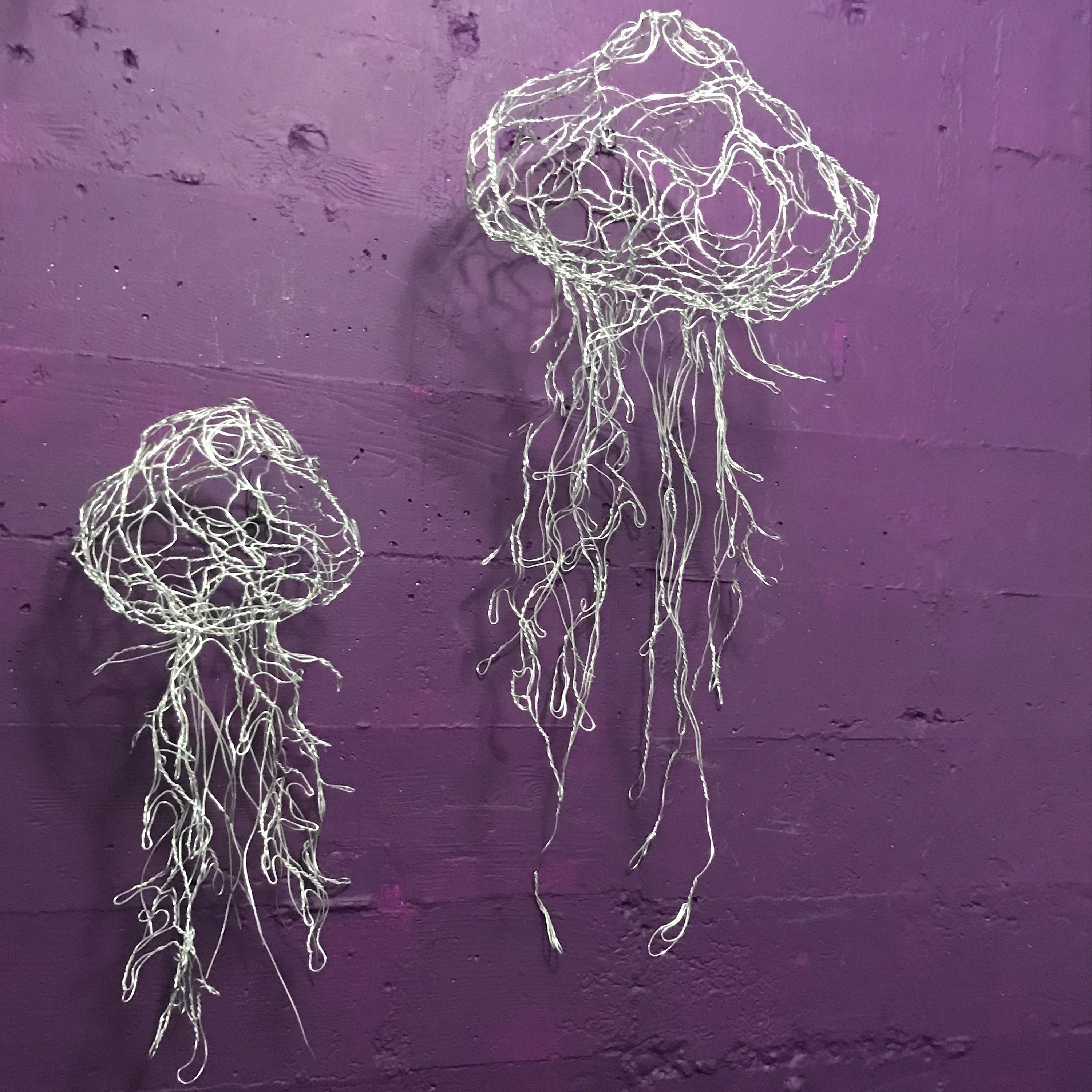 36 Jellyfish Wire Sculpture by Elizabeth Berrien