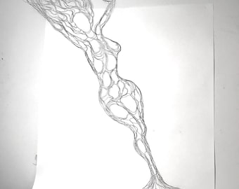 6ft Mermaid Wire Sculpture by Elizabeth Berrien