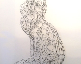 Gray Fox 2D Wire Wall Art Sculpture by Elizabeth Berrien