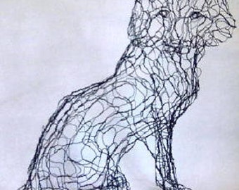 Life-Size 3D Fox Wire Sculpture by Elizabeth Berrien