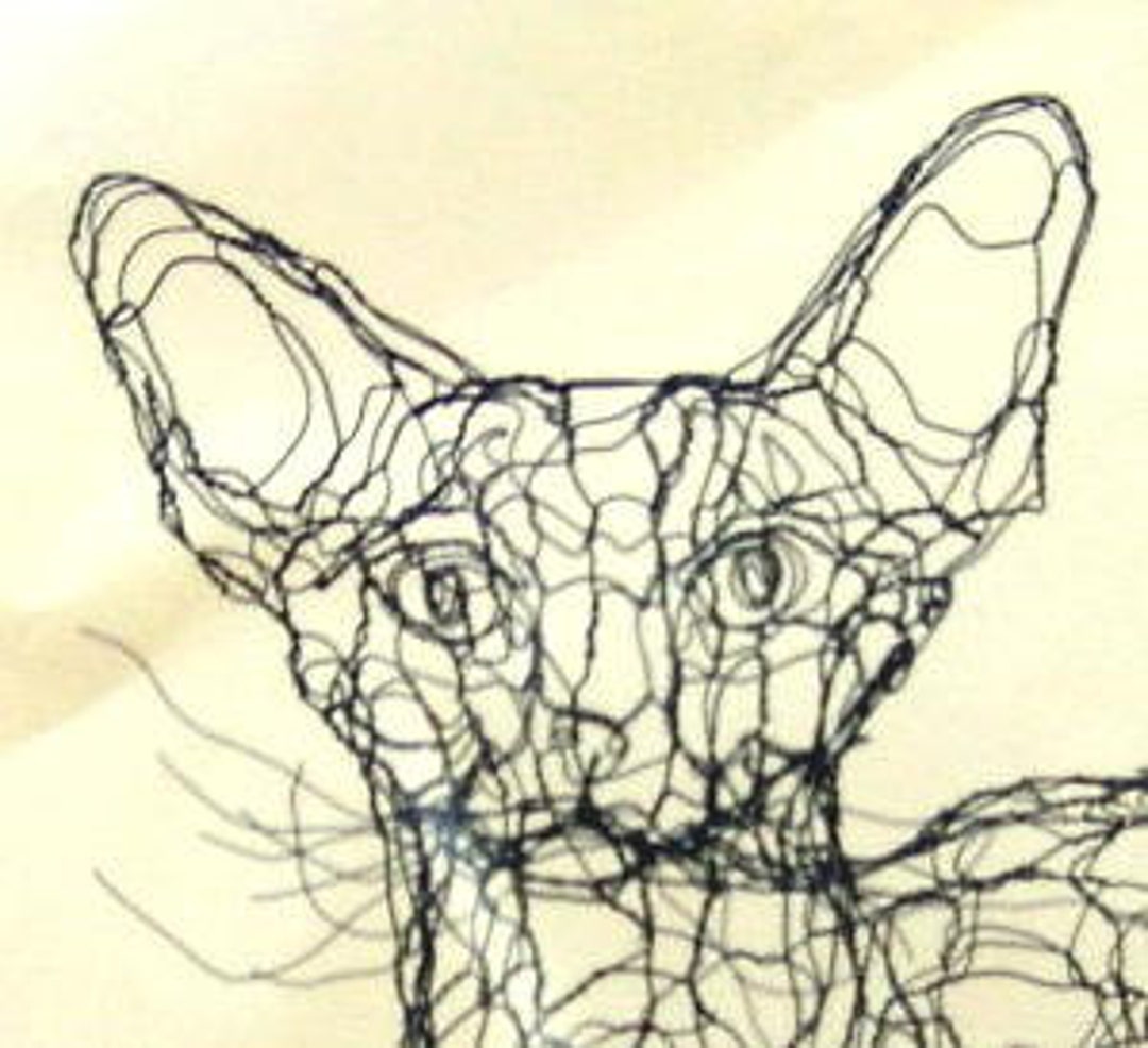 Wire Sculpture Cat: Life Size 3D Kitty by Elizabeth Berrien Wire Sculpture Cat: Life Size 3D Kitty by Elizabeth Berrien
