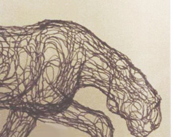 Panther Prowl (half-size 42") 3D Wire Sculpture by Elizabeth Berrien