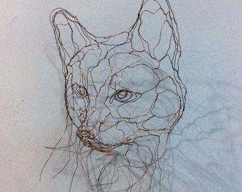 Fox Cub Mask Wire Wall Art Sculpture by Elizabeth Berrien