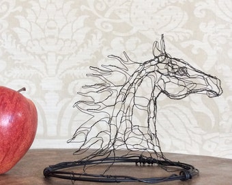 4in Wire Sculpture Horse Head by Elizabeth Berrien