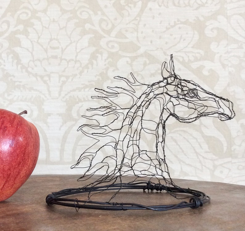 4in Wire Sculpture Horse Head by Elizabeth Berrien 画像 1