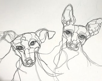 Pound Puppy Wire Sculptures 2D by Elizabeth Berrien