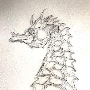 Seahorse or Sea Dragon Wire Sculpture 36in 2D Wall Art by Elizabeth Berrien