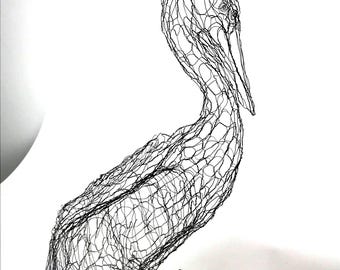 Brown Pelican 18” Wire Sculpture by Elizabeth Berrien