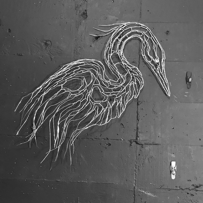 Wire Sculpture Heron Egret 2D 27 Wall Art by Elizabeth Etsy