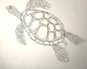 Sea Turtle Wire Sculpture Wall Art 38" by renowned artist Elizabeth Berrien